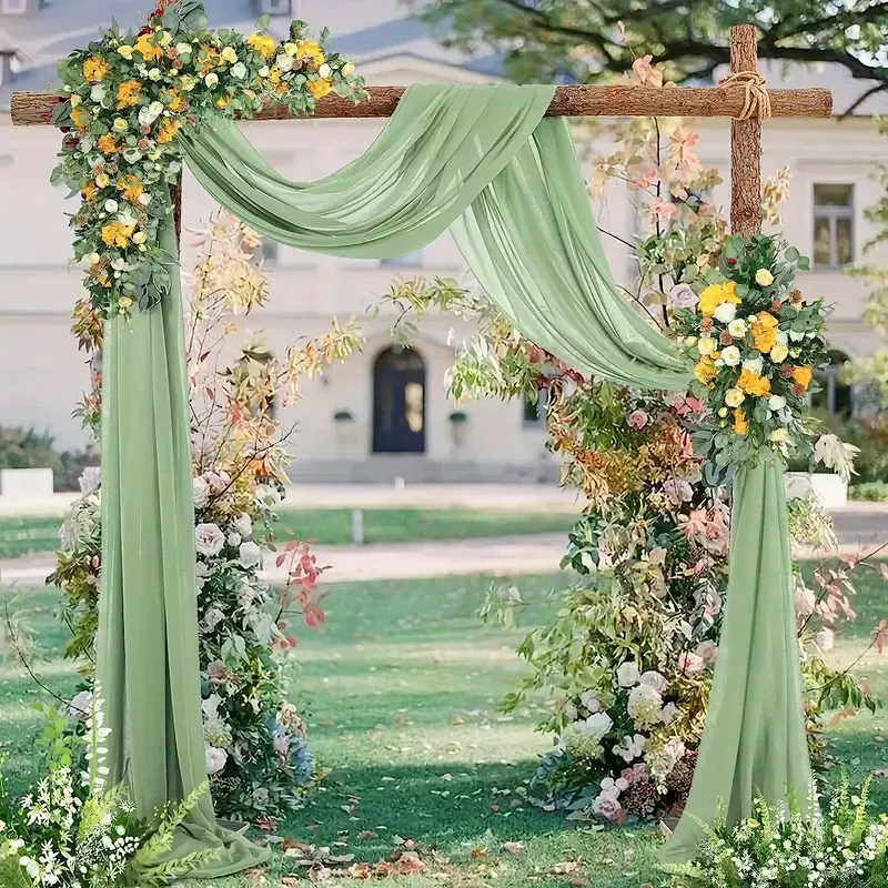 12 ft x 57″ Chiffon Event Backdrop Curtain Drape Panel – Sage Green (1pc)