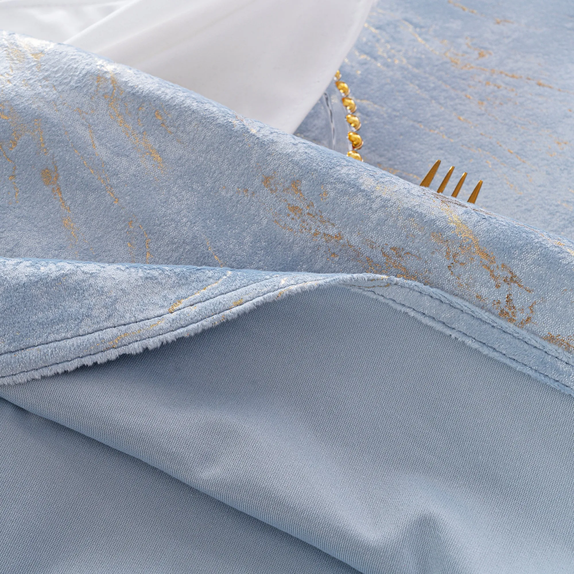 20″x20″ Gilded Marble Holland Velvet Napkins – Dusty Blue (10pcs/pk)