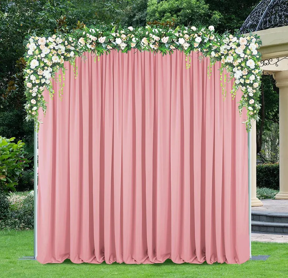 10 ft x 10 ft Scuba (Wrinkle-Free) (240 GSM) Event Backdrop Curtain Drape Panel - Rose Pink (1pc)