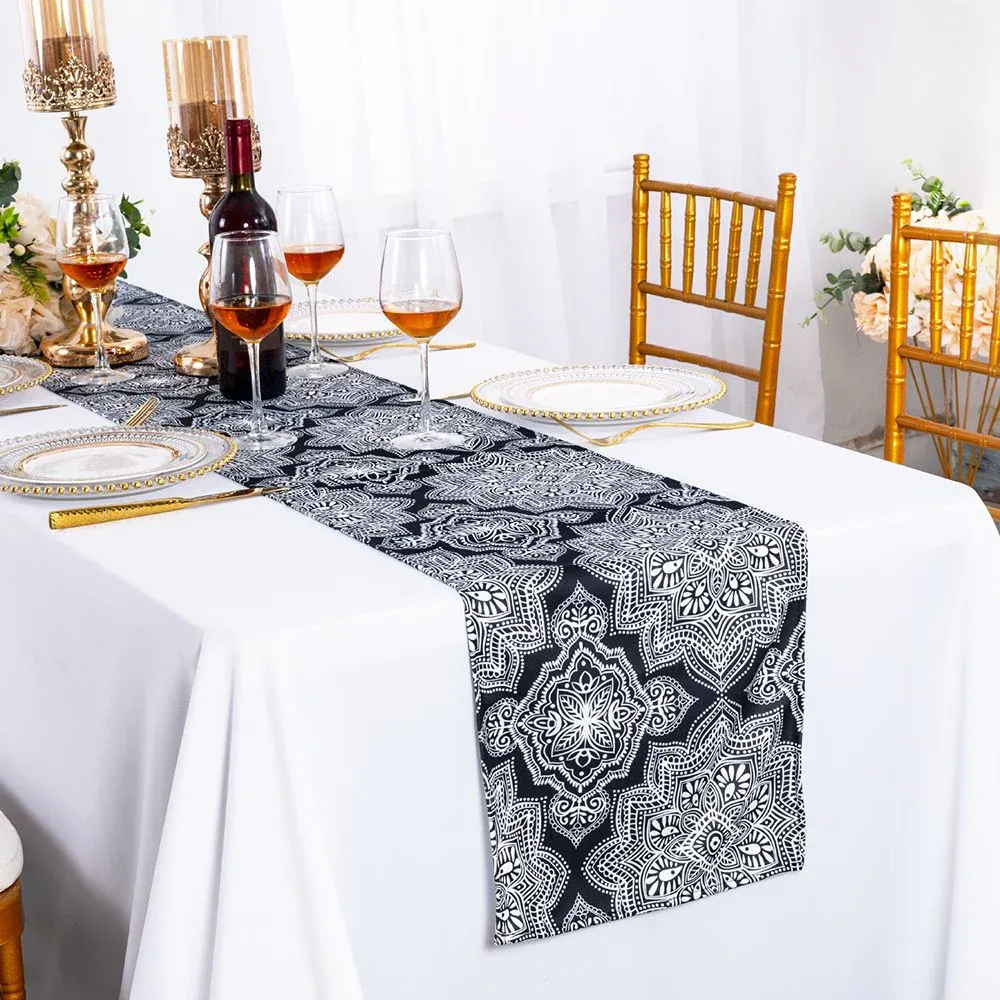 13"x108" Henna Scuba (Wrinkle-Free) (240 GSM) Table Runner - Black (1pc)
