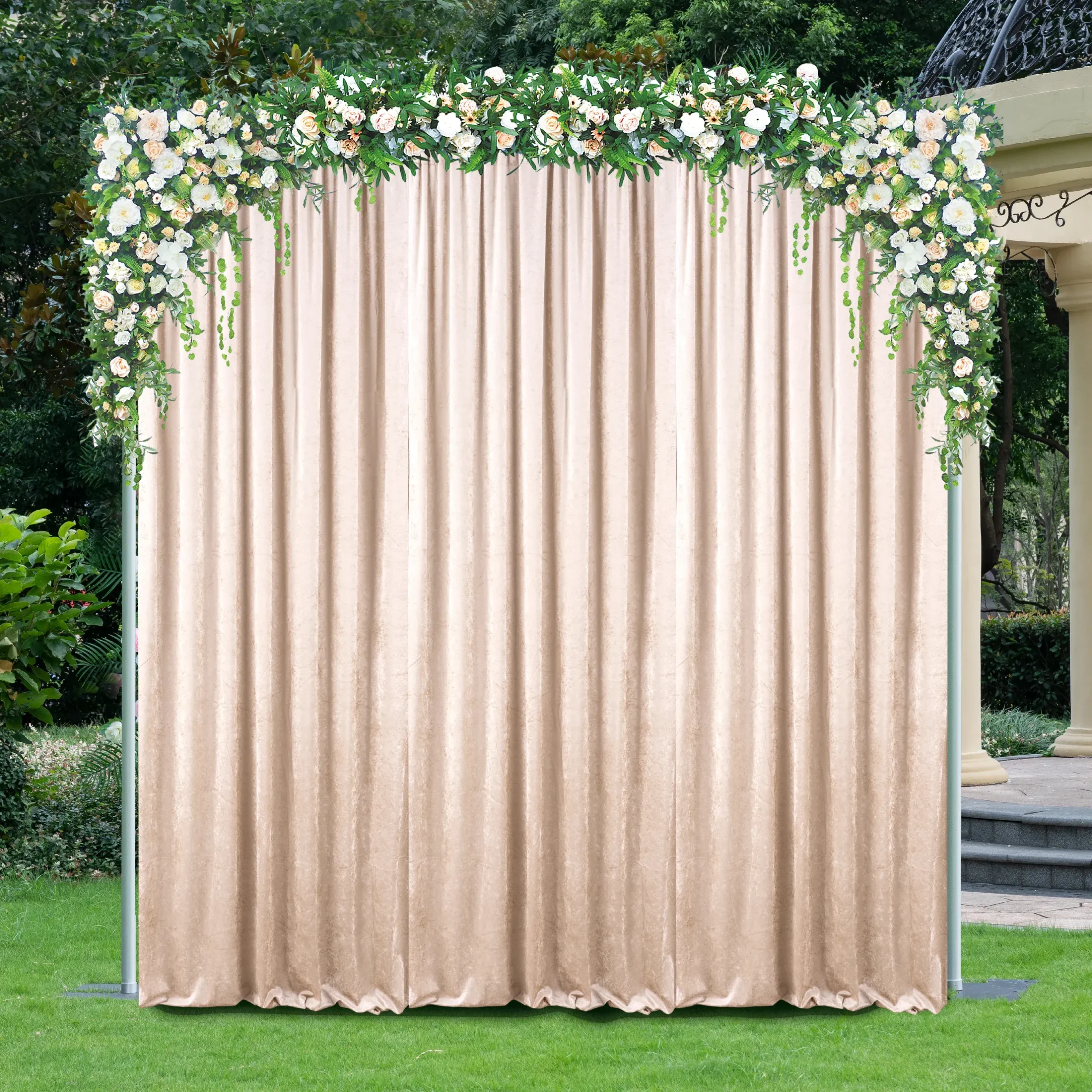 10 ft x 57" Ice Crushed Velvet (200 GSM) Event Backdrop Curtain Drape Panel - Champagne (1pc)