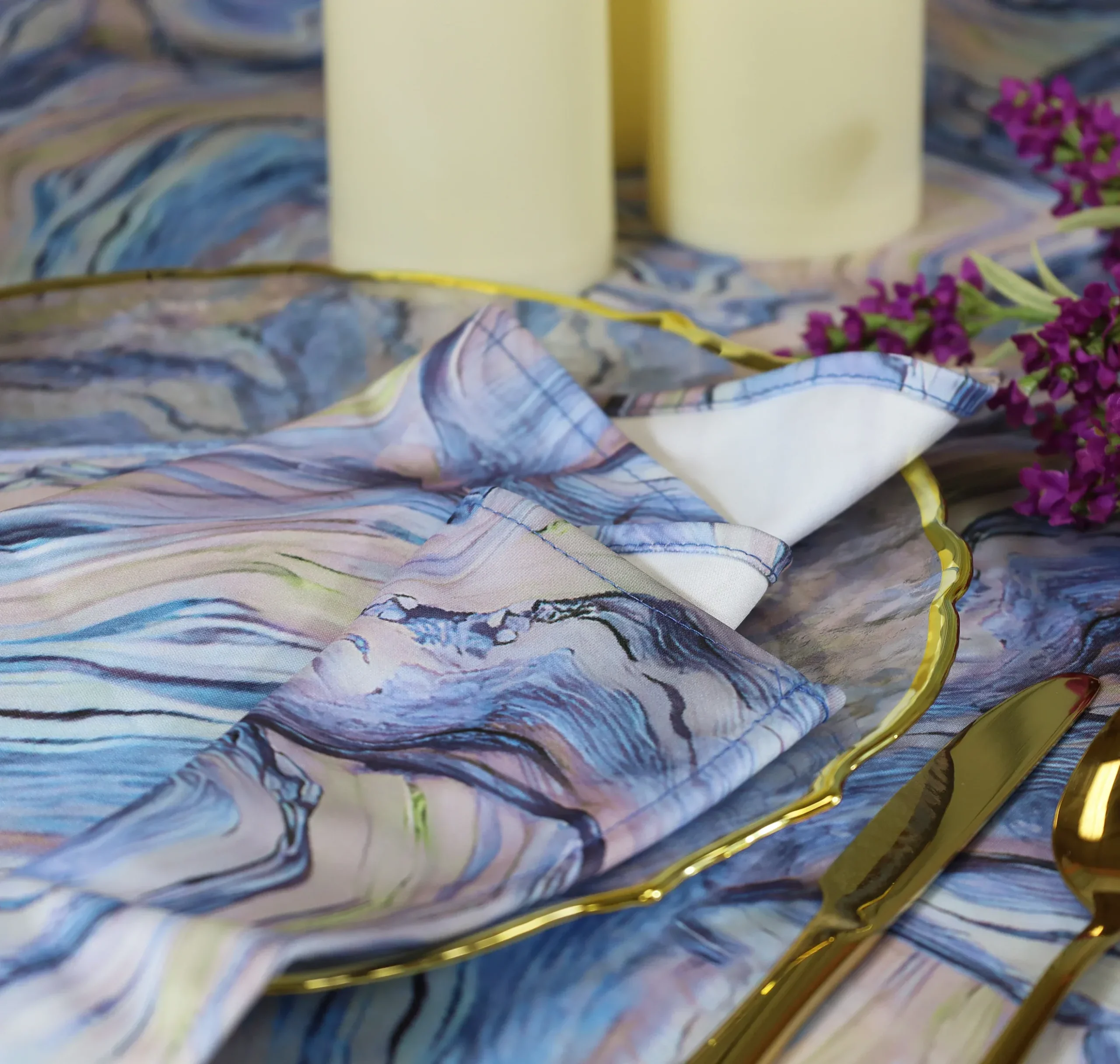 90"x132" Seamless Rectangular Agate Scuba (Wrinkle-Free) (240 GSM) Tablecloth - Dusty Blue (1pc) - Image 2