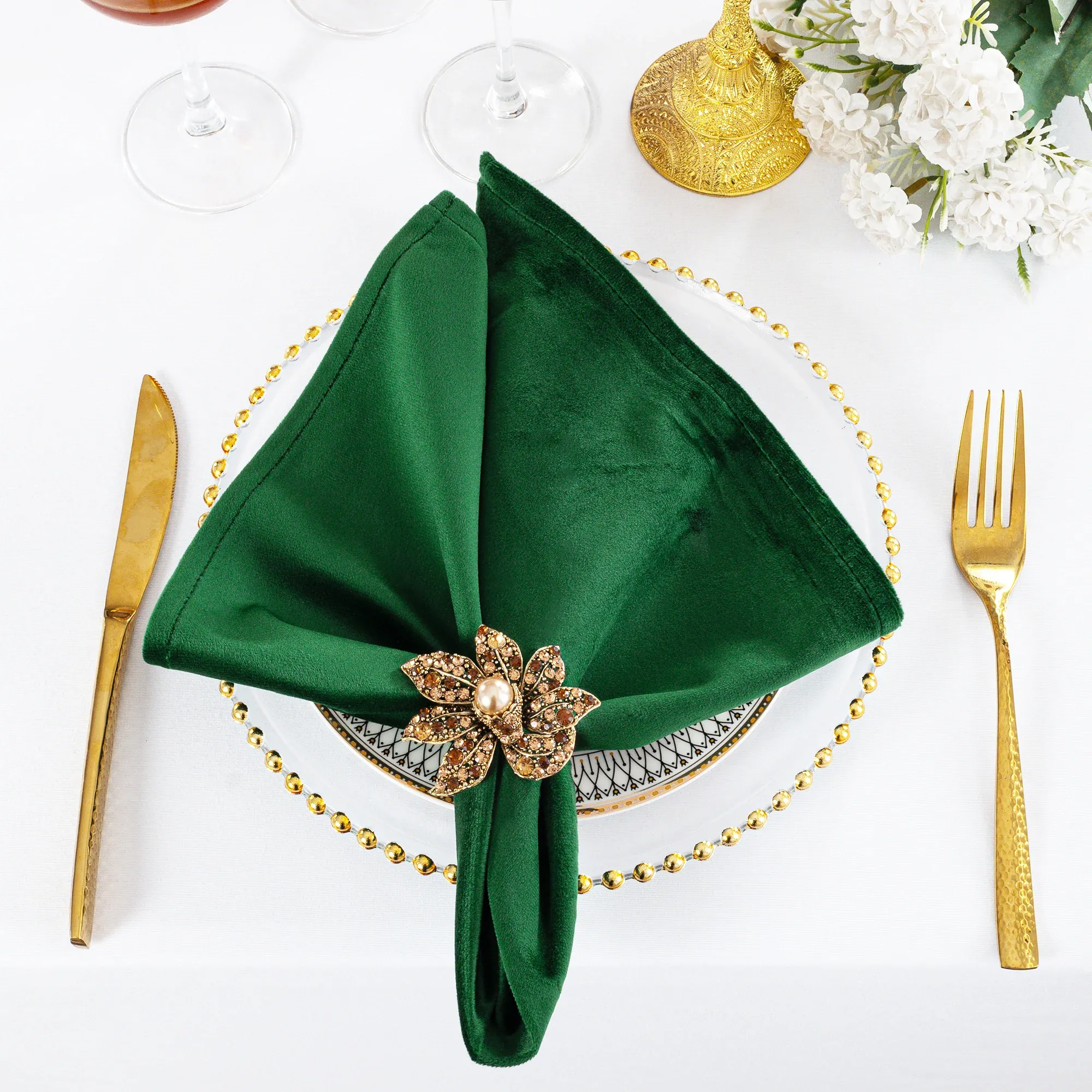 20"x20" Holland Velvet Napkins - Emerald Green (10pcs/pk)