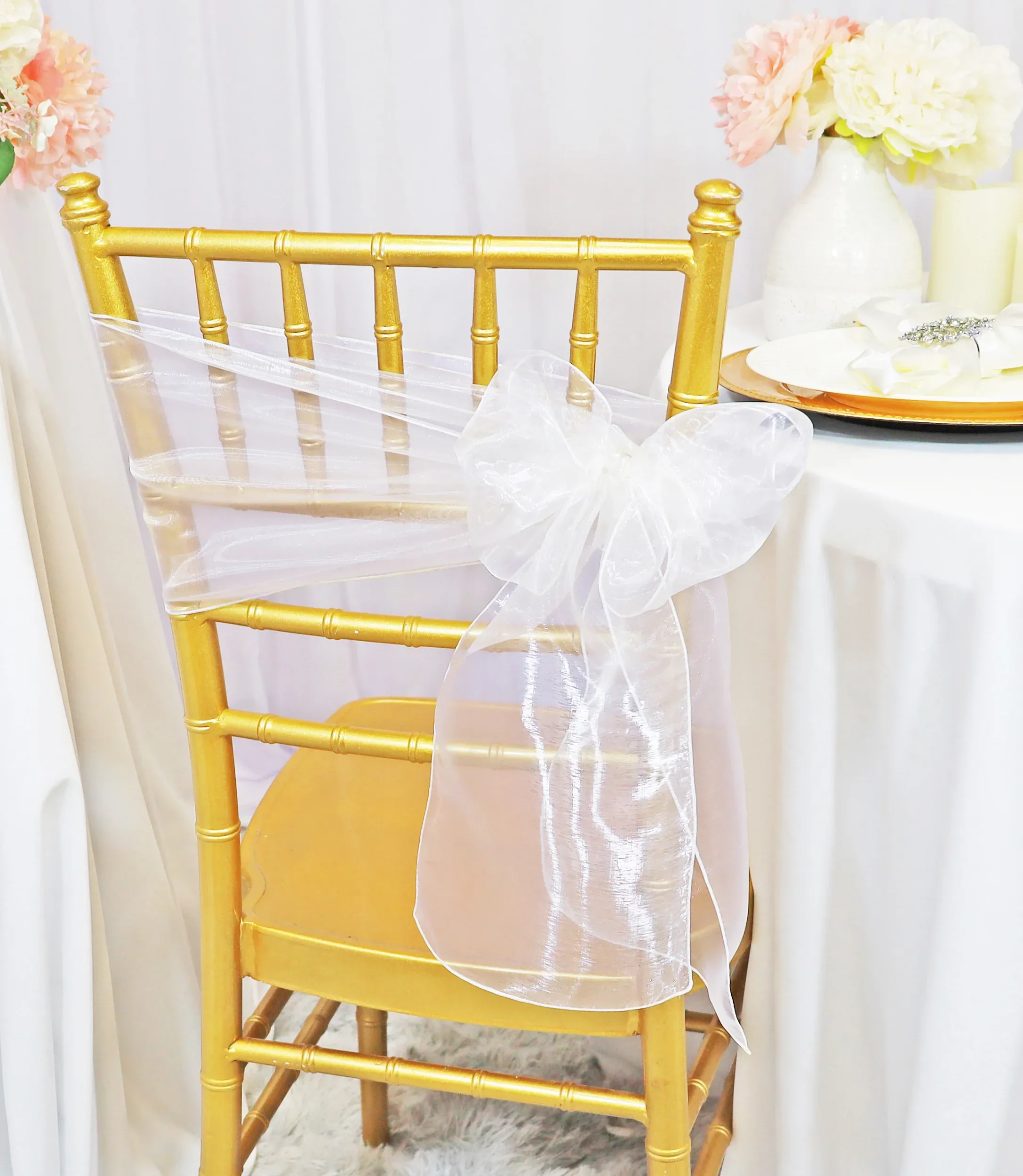 8"x108" Organza Chair Sashes - White (10pcs/pk)
