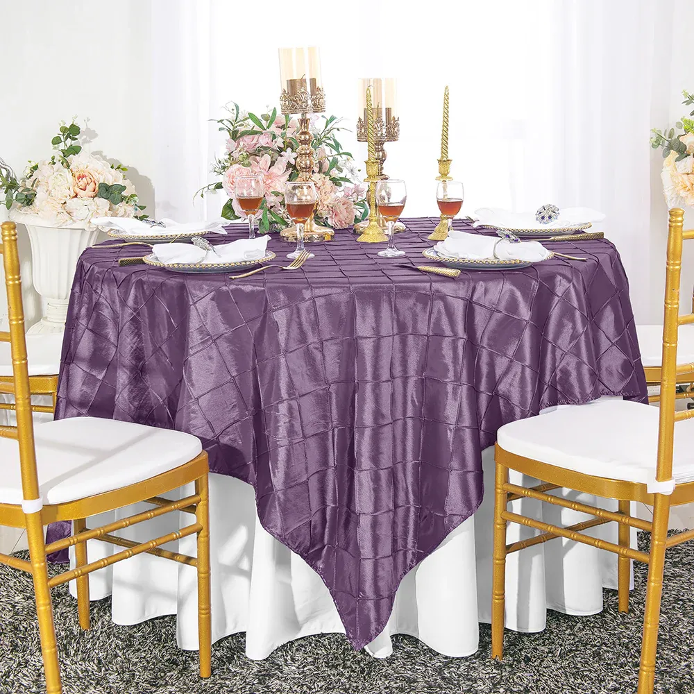 85"x85" Seamless Square Pintuck Taffeta Table Overlay - Wisteria (1pc)