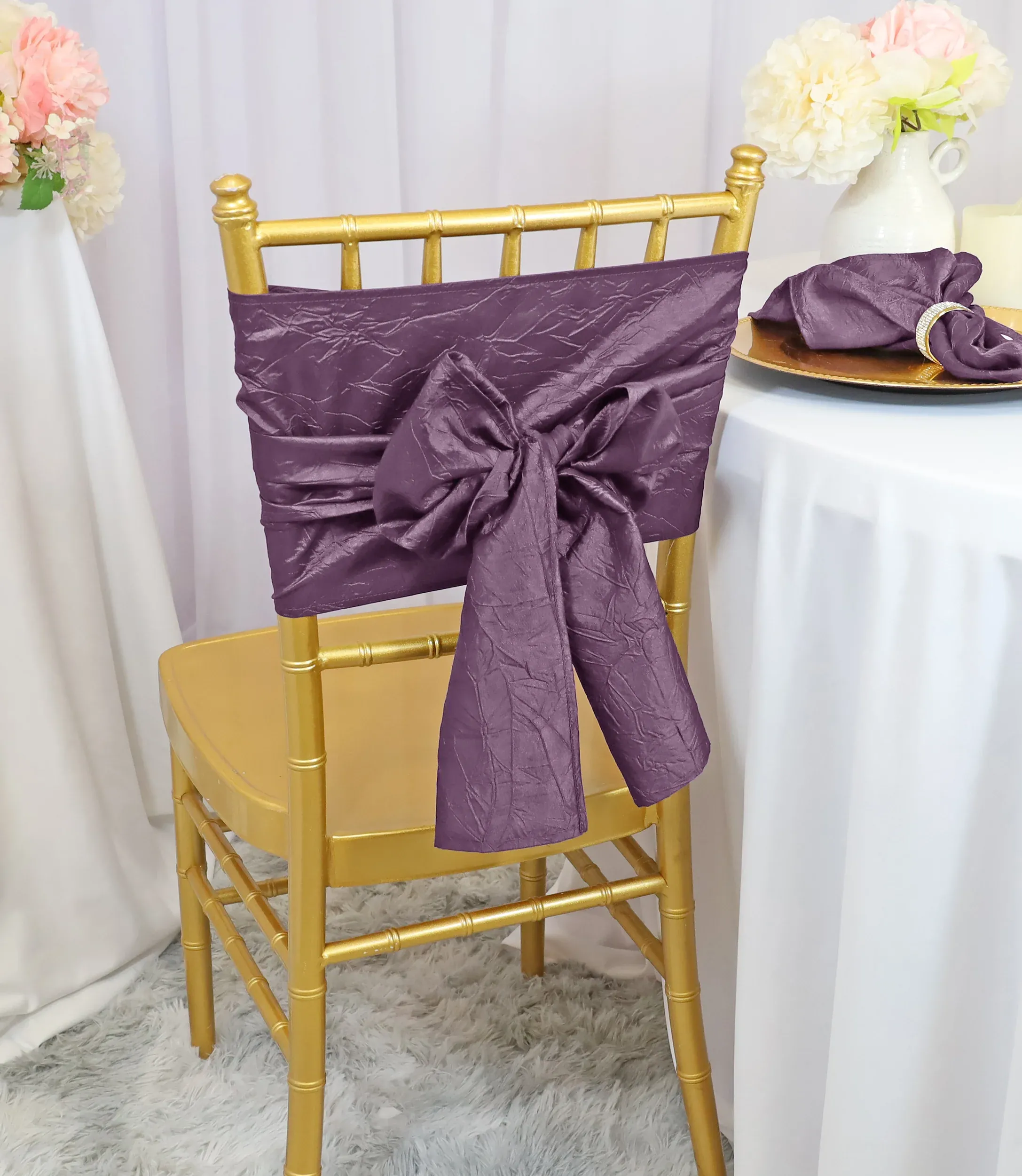 9.5"x108" Crushed Taffeta Chair Sashes - Wisteria (10pcs/pk)