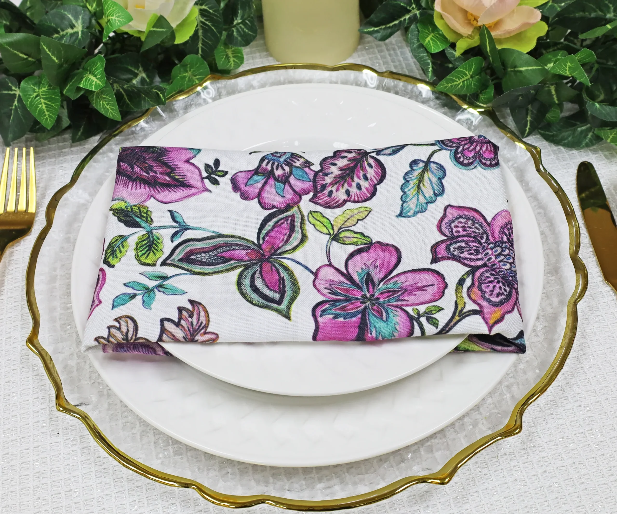 20"x20" Faux Linen Napkins - Italian Anemone (10pcs/pk)