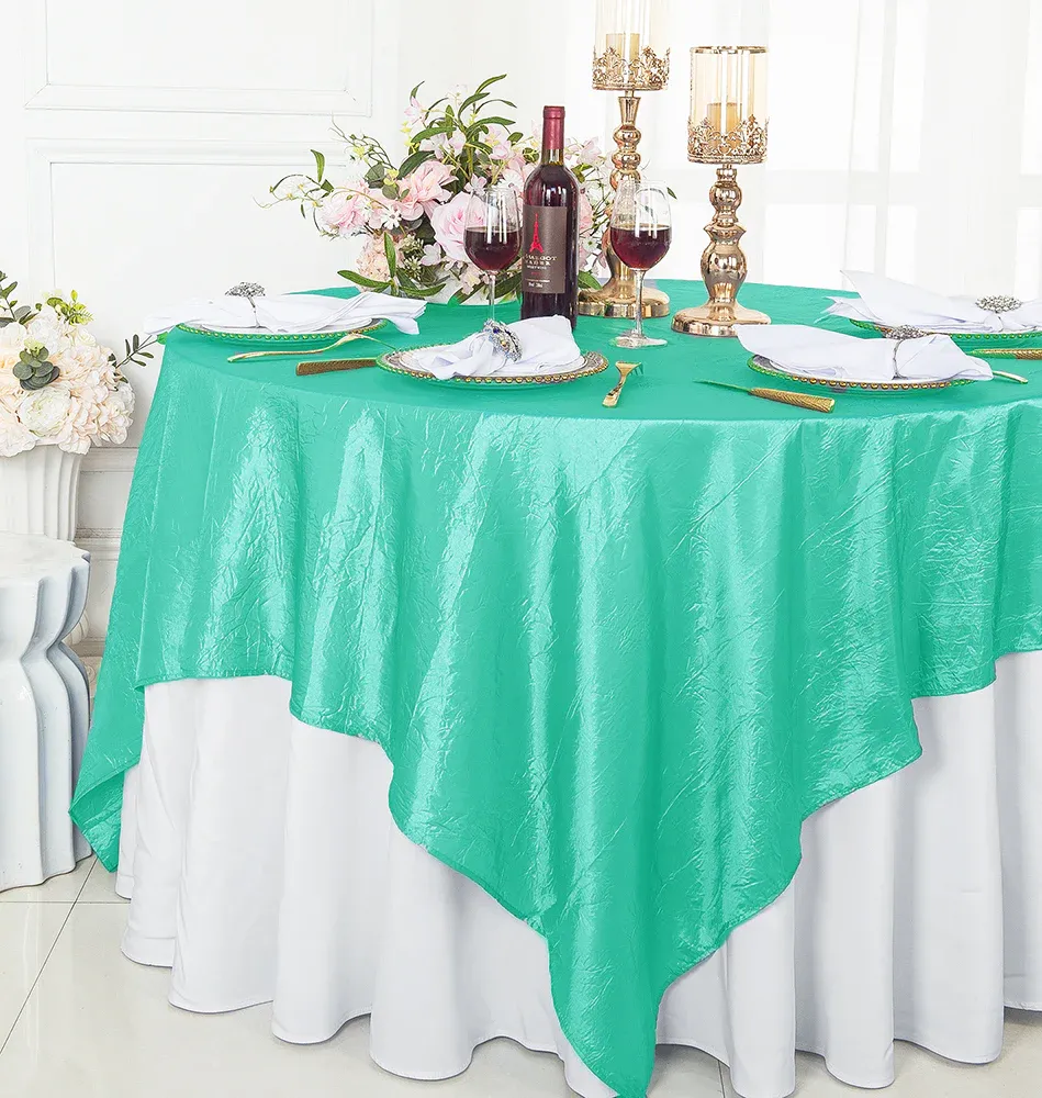 85"x85" Seamless Square Crushed Taffeta Table Overlay - Tiff Blue/Aqua Blue (1pc)