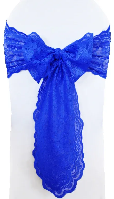 Sample 9"x108" Caspari Lace Chair Sashes - Royal Blue (1pc)