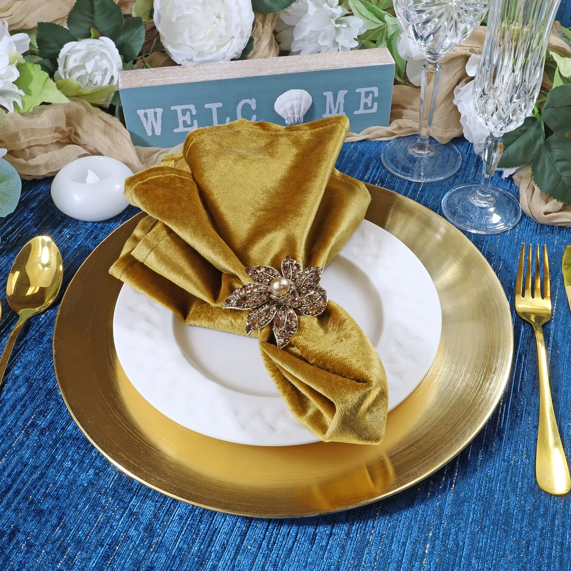 13″ Gold Metallic Acrylic Charger Plates (6pcs)