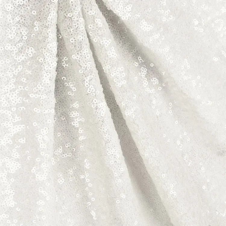 10 ft x 52″ Sequin Glitz Net Event Backdrop Curtain Drape Panel – White (1pc)