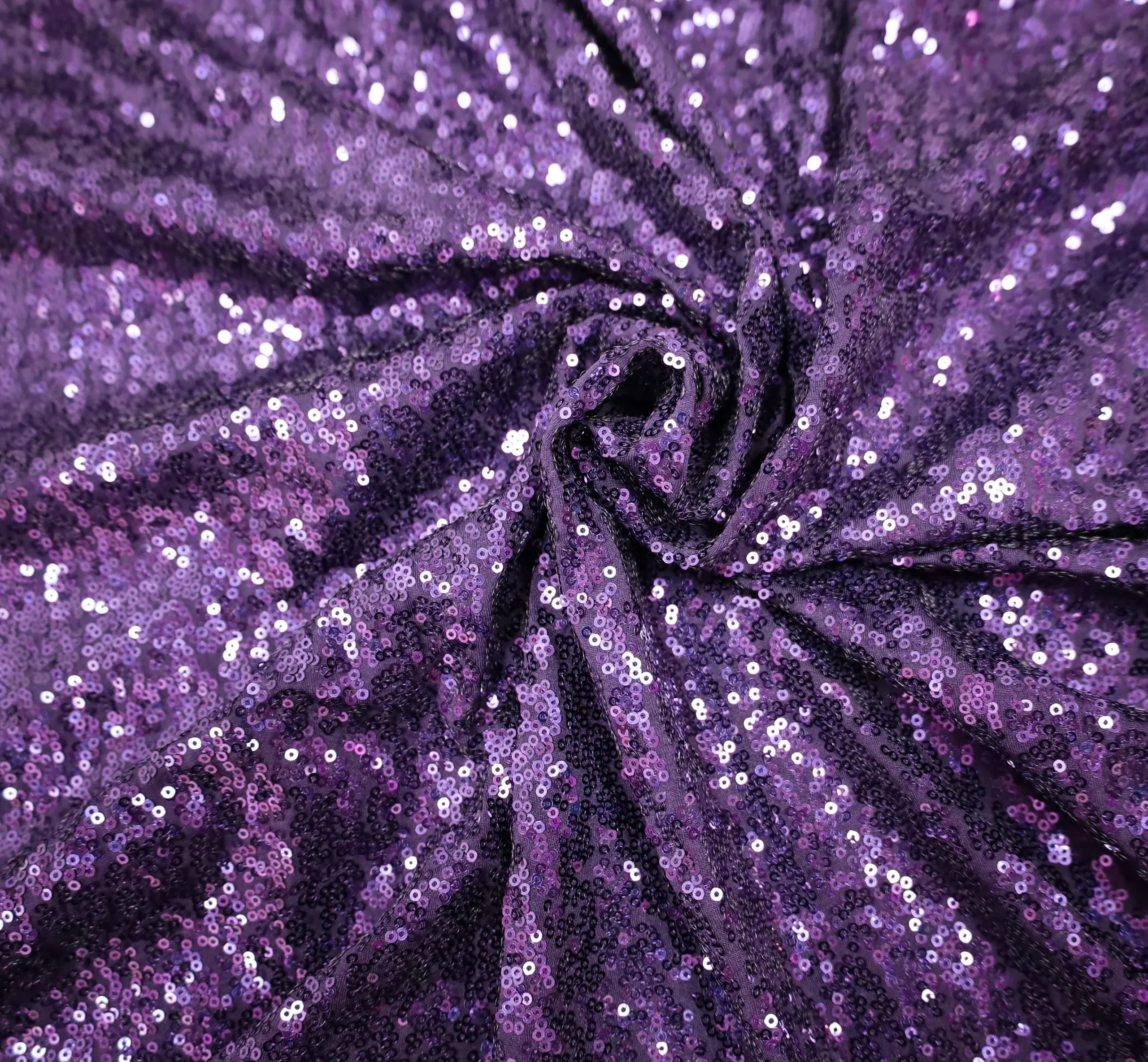 8 Ft Rectangular Sequin Spandex Table Cover - Eggplant (1pc) - Image 2