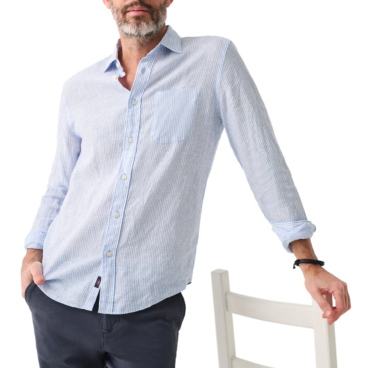 Faherty Linen Laguna Classic Stripe Shirt